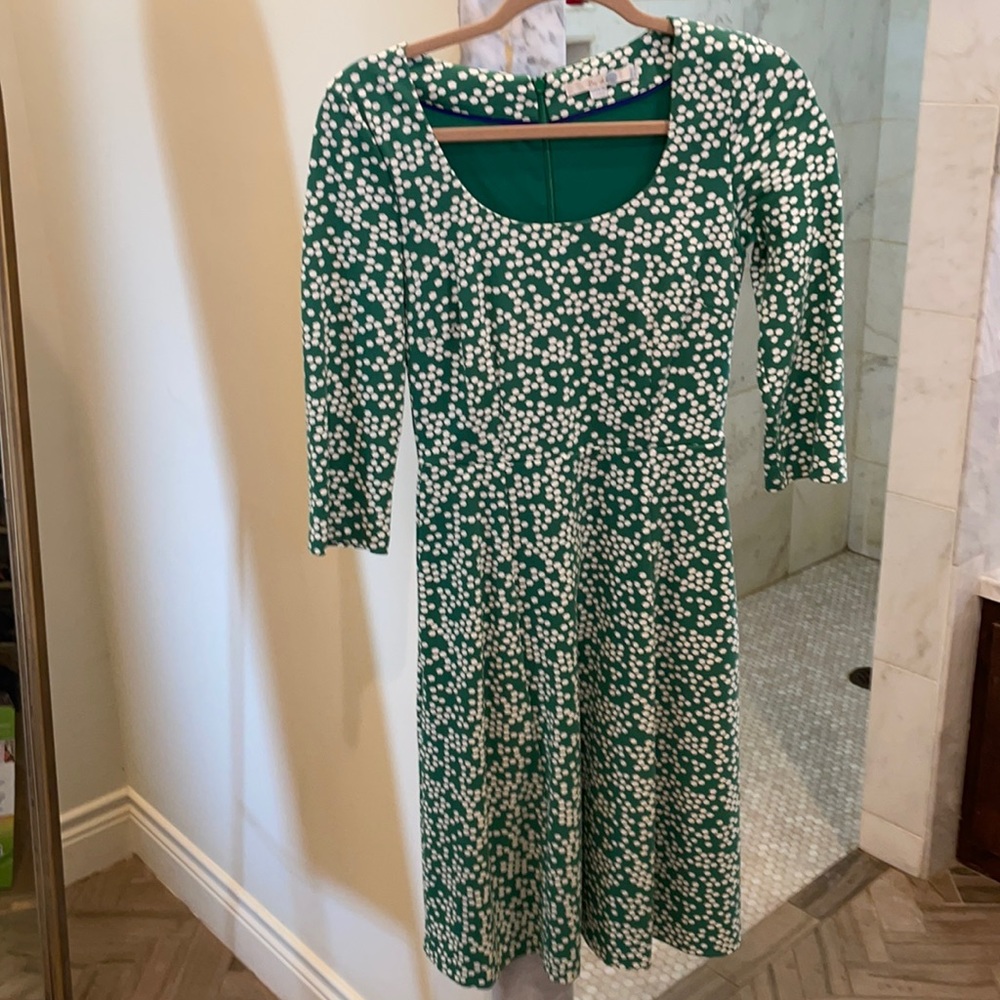 Boden, green and white dress, size 2